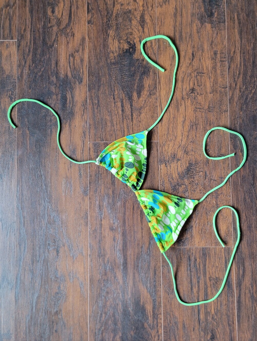 pretty green dotted Tigerlily Australia triangle bikini top tie halter triangl